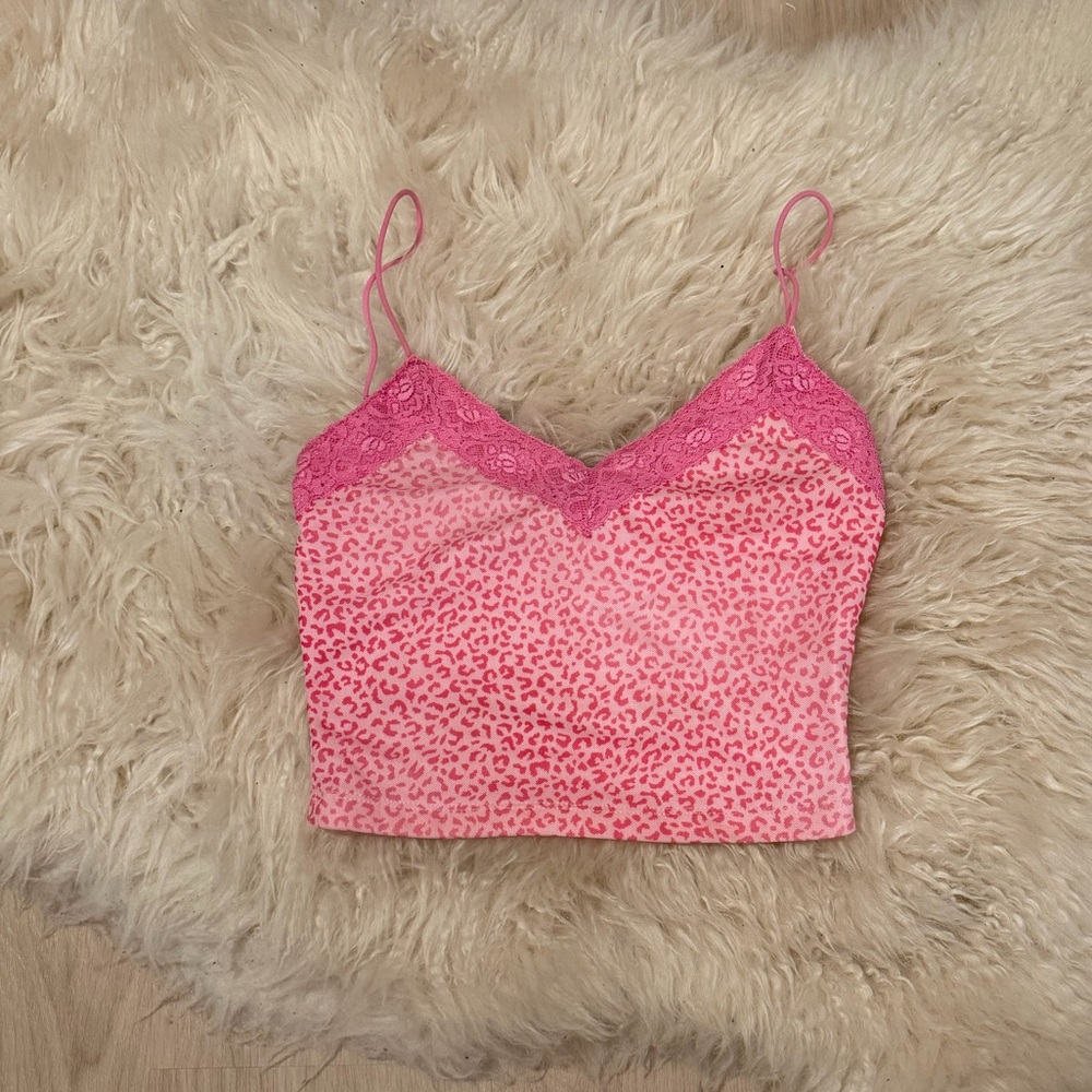 Princess Polly Pink Leopard Print Lace Crop Top